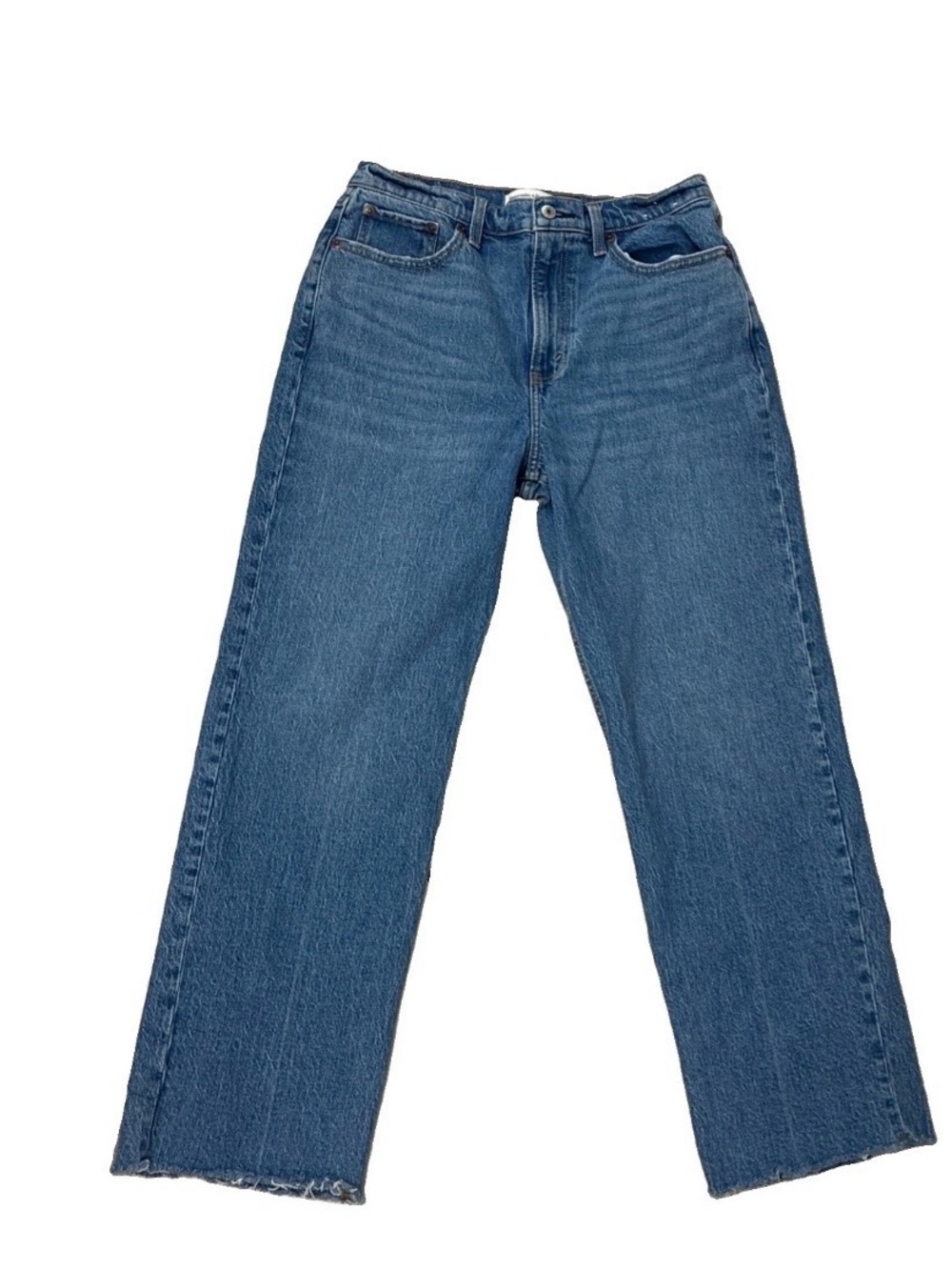 Abercrombie & Fitch High-Rise Straight Leg Jeans - Medium Blue